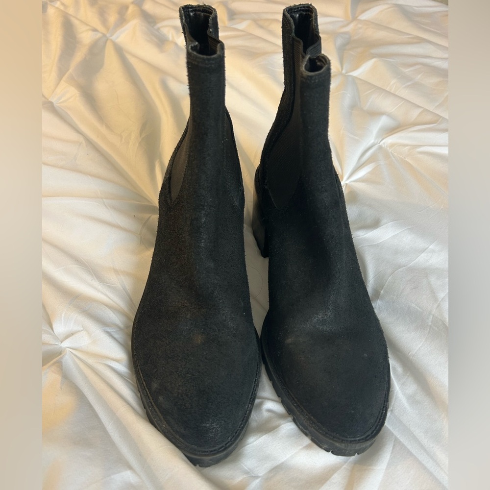 Vince Camuto Black Suede Chelsea Ankle Boots